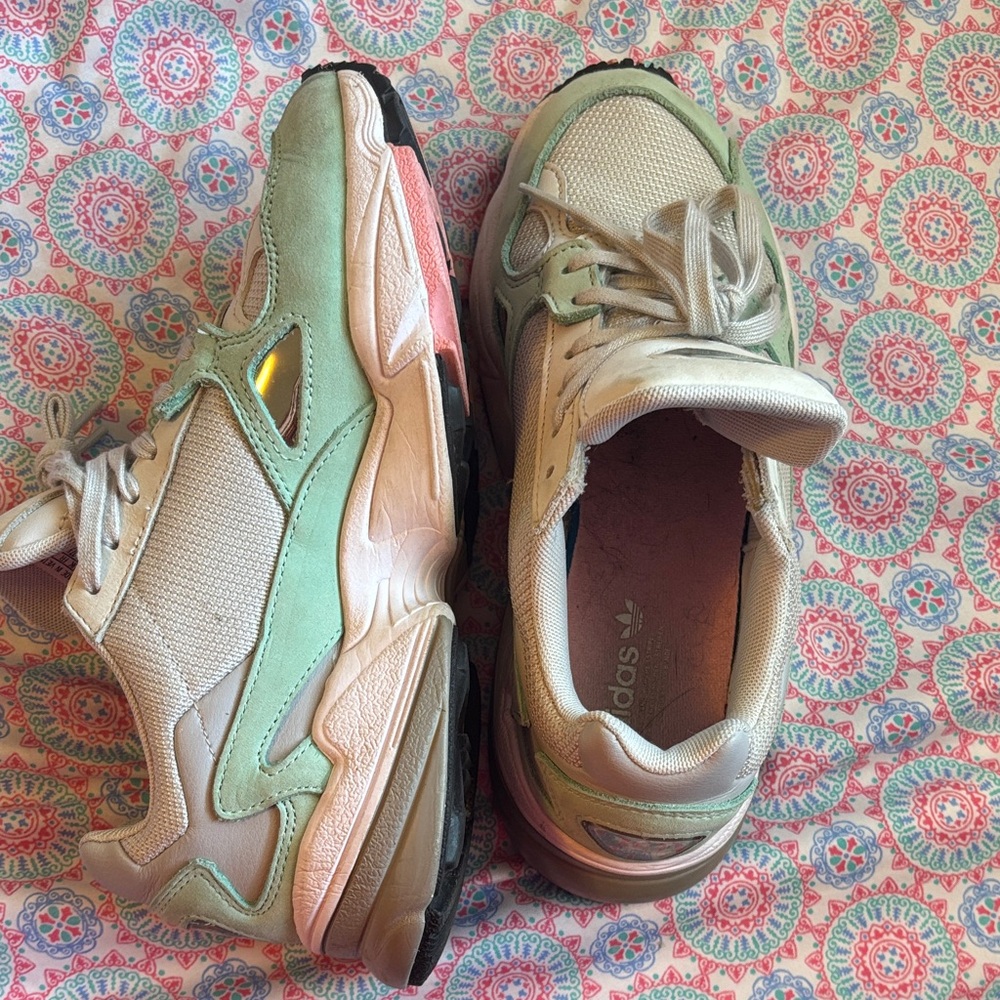 Adidas Mint and Cream Falcon Athletic Shoes